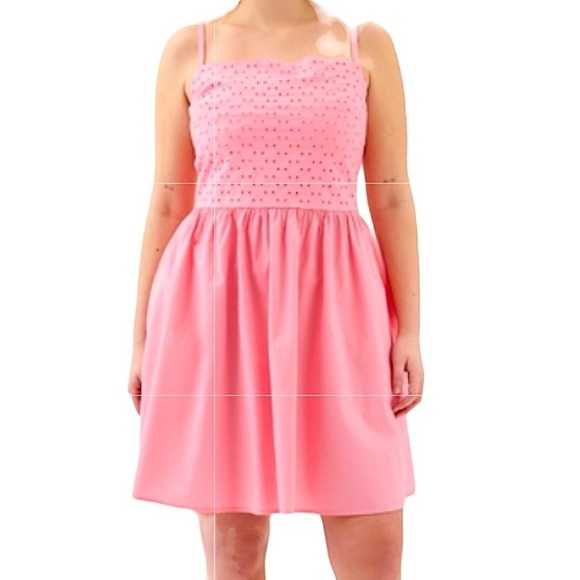 Gap Cami Eyelet Smocked Back Coral Frost Day Dress Spaghetti Strap Size Large G - Picture 4 of 17